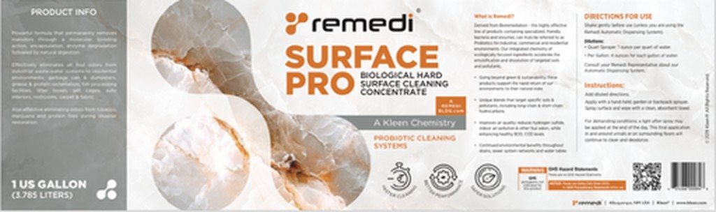 Remedi Surface Pro hard surface cleaner label